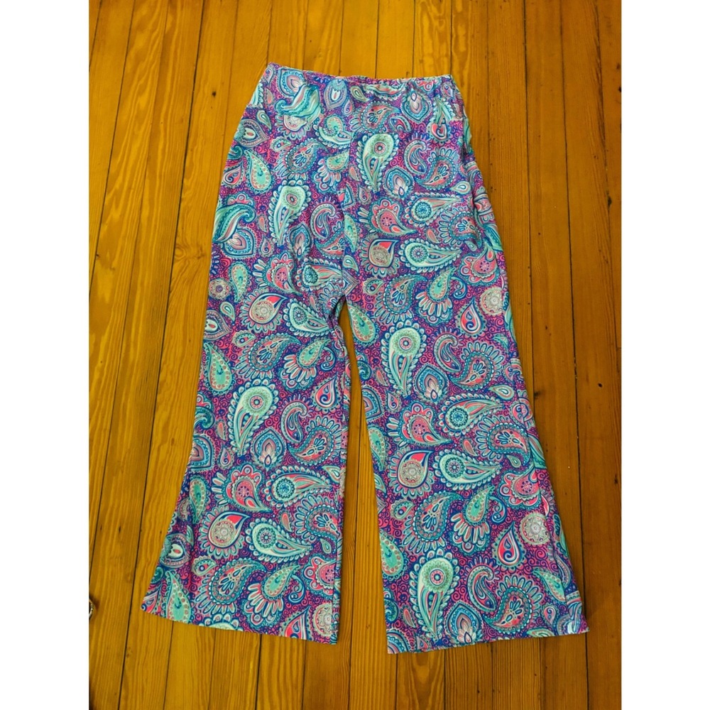 Simply Southern Paisley Wide Leg Palazzo Pants Pink Blue Boho Festival L/XL - Picture 2 of 8